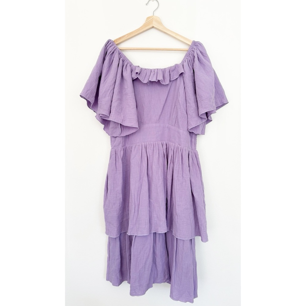 Ivy City Co. || Iris Tiered Ruffle Smocked Dress Lavender Purple XL